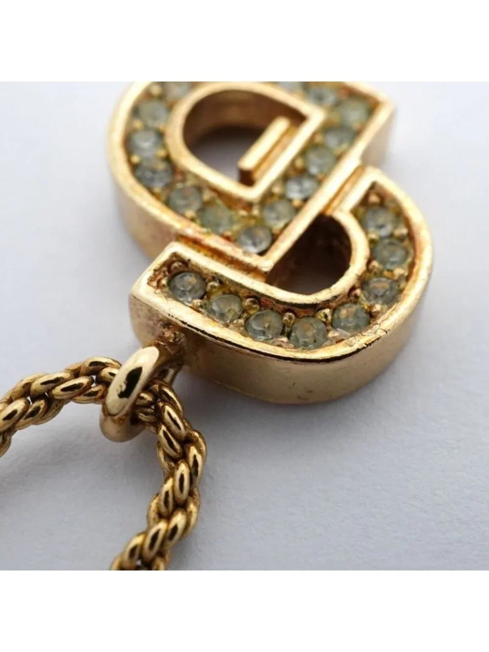 ★SOLD★ Dior Necklace Cdlogo Gold Plated Line Stone - Picture 8 of 9